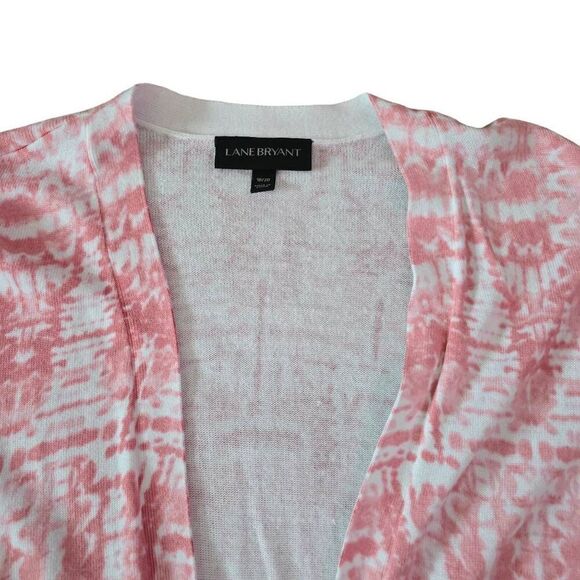 Lane Bryant Cardigan Sweater Women's‎ Size 18/20 Pink White Stretch Long Sleeve - Picture 3 of 6